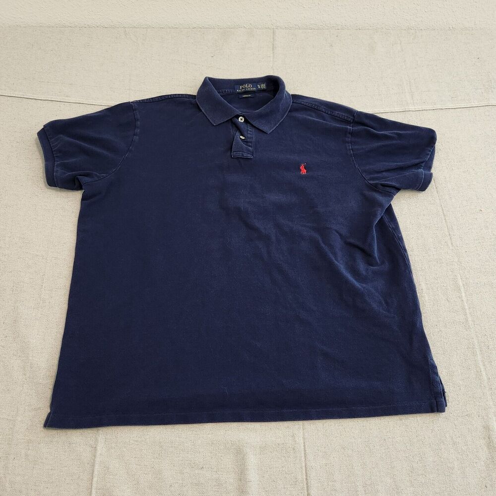 Polo Ralph Lauren Shirt Men XL Blue Short Sleeve Pullover Custom Fit Preppy Golf
